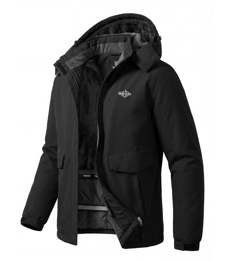 wantdo Women's Warm Ski Coat Fleece Winter Jacket Waterproof Jackets Mountain Parka Black XL - Image 1